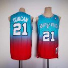 Men's San Antonio Spurs #21 Tim Duncan Retro Jersey Gradient Color