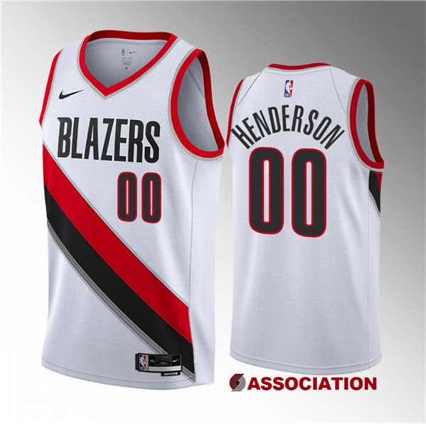 Men's Blazers #00 Scoot Henderson Stitched Jersey White 2023