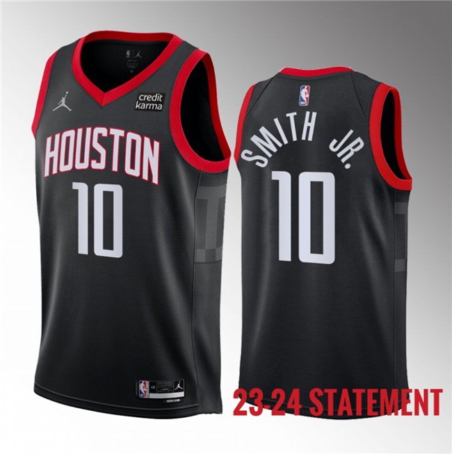 Men's Rockets #10 Jabari Smith Jr basketball jersey black