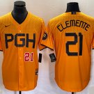 Men's & Youth womens Pirates #21 Roberto Clemente Gold 2023 City Jersey 4