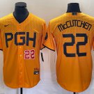 Men's & Youth Pirates #22 Andrew McCutchen Gold 2023 City Jersey 3