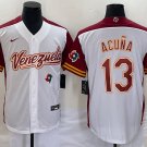 Men's Venezuela #13 Ronald Acuna Jr 2023 White Red World Classic Jersey 1