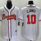 Men's Braves #10 Chipper Jones Cool Player Jersey White