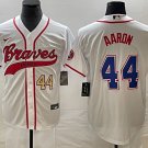 Men's 2023 Braves #44 Hank Aaron Cool Player Jersey White