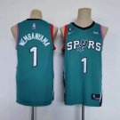 Men's Spurs #1 Victor Wembanyama Basketball Jersey Green City Edition 2023