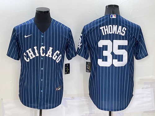 Men's CWS #35 Frank Thomas Navy Cool Base Stitched Jersey