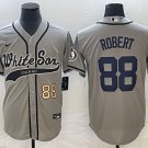 Men's Chicago White Sox #88 Luis Robert Number Grey Cool Base Stitched Baseball Jersey