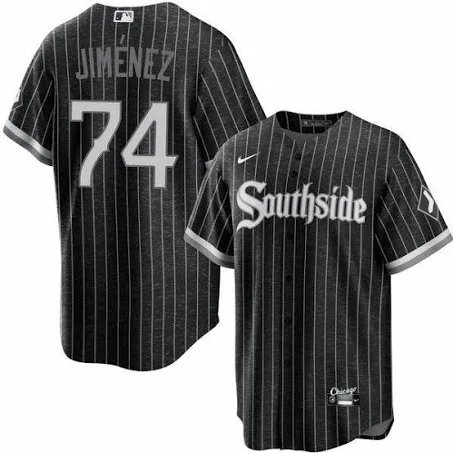 Men's White Sox #74 Eloy Jimenez cool base jersey black