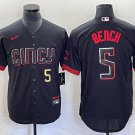 Men's & Youth CIN #5 Johnny Bench Cool Base Jersey Black