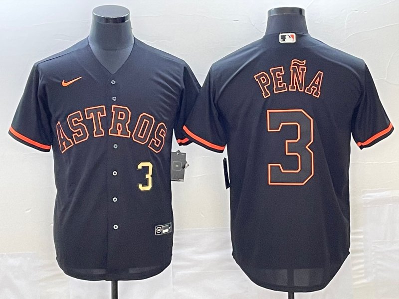 Men's HOU #3 Jeremy Pena Lights Out Black Fashion Cool Base Jersey