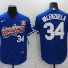 Men's Mexico Dodgers #34 Fernando Valenzuela Cool Base Jersey Royal Blue