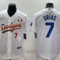 Men's Dodgers #7 Julio Urias Rainbow White Mexico Cool Base Jersey