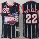 Men's Rockets #22 Clyde Drexler Purple Stripe classic Jersey Throwback