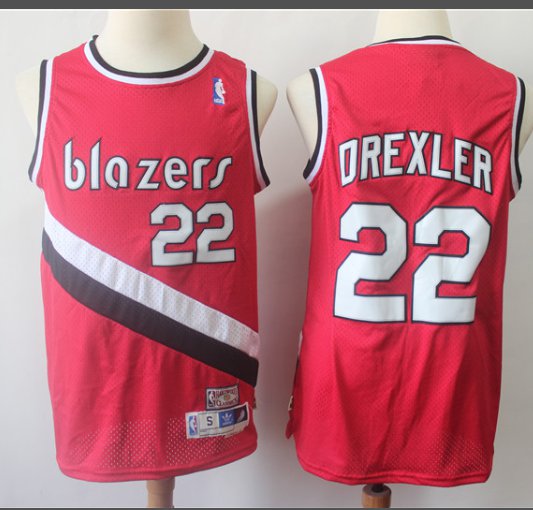 Men's Blazers 22# Clyde Drexler classic Basketball Jersey Red Throwback