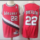 Men's Blazers 22# Clyde Drexler classic Basketball Jersey Red Throwback