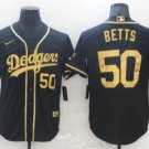 Men's Dodgers #50 Mookie Betts Jersey black gold