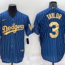 Men's Dodgers #3 Chris Taylor Throwback Jersey Blue Strip