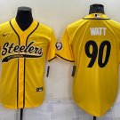 Men's Pittsburgh Steelers #90 T.J. Watt Gold With Patch Cool Player Jersey