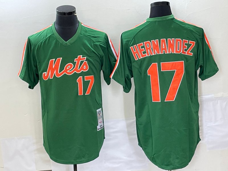 Men's NYM#17 Keith Hernandez Green Mesh Throwback Jersey