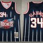 Men's Mitchell & Ness Rockets #34 Hakeem Olajuwon Retro Jersey Purple