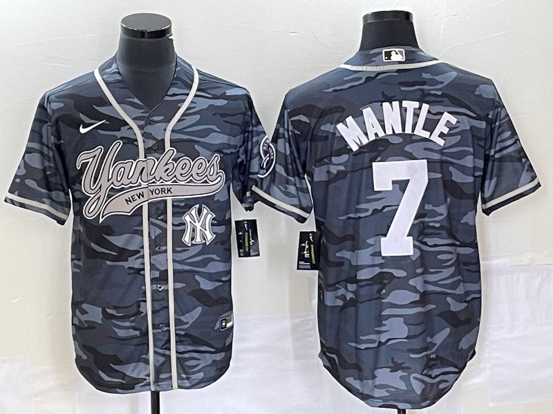 Men's 2023 NYY Mickey Mantle Player Jersey navy camo