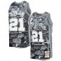 Men's Spurs #21 Tim Duncan Retro Basketball Jersey Grey Year Of The Rabbit