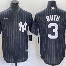 Men's NYY #3 Babe Ruth Black Pinstripe Cool Base Stitched Player Jersey