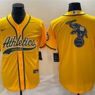 Men's OAK Yellow Team Big Logo Cool Base Stitched Player Jersey