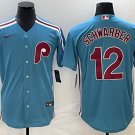 Men's PHI #12 Kyle Schwarber Cool Player Jersey Teal
