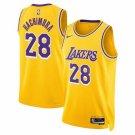 Men's 2023 LA Lakers #28 Rui Hachimura Icon Edition Jersey Gold