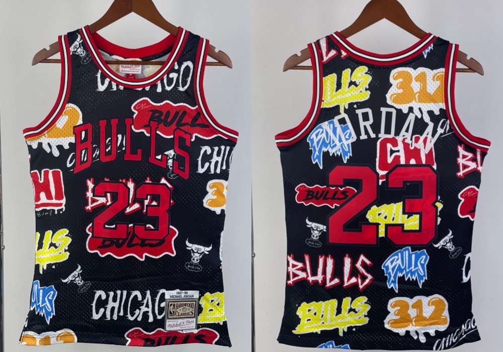 Men's Bulls Mitchell & Ness #23 Michael Jordan Swingman Hot Press Jersey