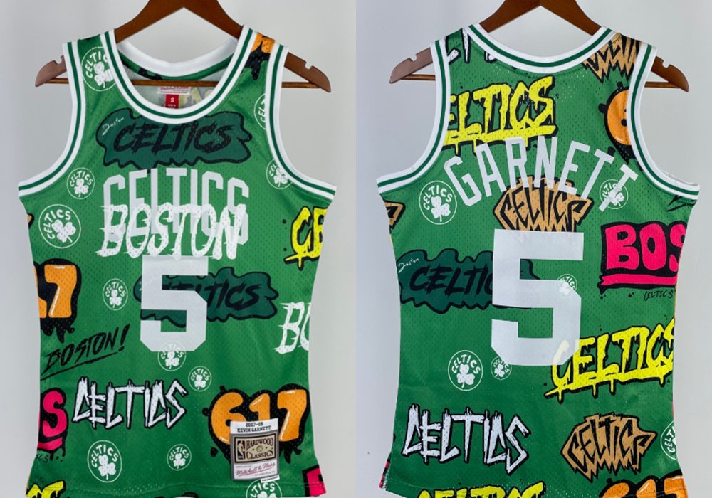 Men's Mitchell & Ness Celtics #5 Kevin Garnett Swingman Hot Press Jersey