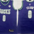 Men's Milwaukee Bucks #0 Damian Lillard Basketball Retro Jersey Purple