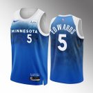 Men's Timberwolves #5 Anthony Edwards City Stitched Jersey Blue 2024