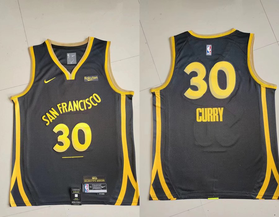 Men's Warriors #30 Stephen Curry Basketball City Jersey Black 2024