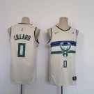 Men's Milwaukee Bucks #0 Damian Lillard Basketball Jersey City Cream