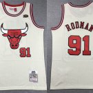 Men's Mitchell & Ness Bulls #91 Dennis Rodman Jersey Cream White