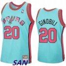 Men's Youth Spurs #20 Manu Ginobili Jersey Blue Mitchell & Ness