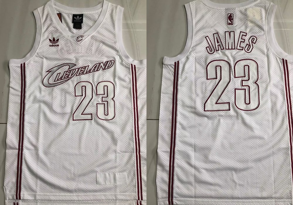 Men's Cavaliers #23 LeBron James Retro Basketball Stitched Jersey White