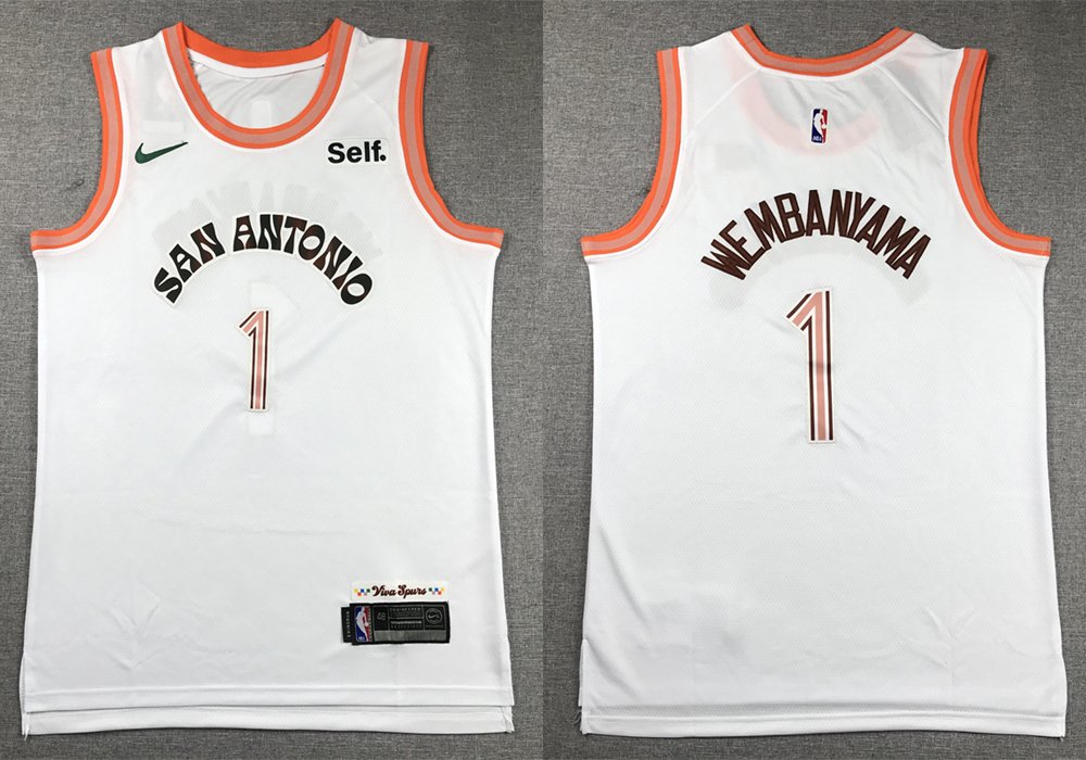 Men' San Antonio Spurs #1 Victor Wembanyama City Basketball Jersey White 2024