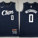 Men's Clippers #0 Russell Westbrook Basketball Jersey Navy Blue 2024