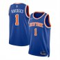Men's New Yok Knicks #1 Mikal Bridges Blue Icon Edition Basketball Jersey