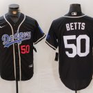 Men's LAD #50 Mookie Betts Number Black White Cool Base Jersey