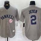Mens NYY #2 Derek Jeter Gray Cool Base Stitched Player Jersey