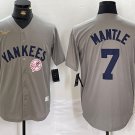 Mens NYY #7 Mickey Mantle Gray Cool Base Stitched Player Jersey