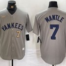 Any Size NYY #7 Mickey Mantle Gray Cool Base Stitched Player Jersey