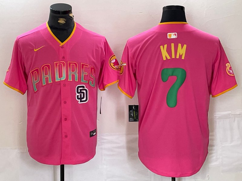 Men's SDP #7 Ha-Seong Kim Pink Stitched Cool Player Jersey