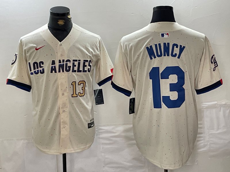 Men's LAD #13 Max Muncy Cream City Stitched Cool Player Jersey