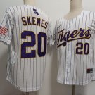 Mens LSU Tigers #20 Paul Skenes White Pinstripe 2023 College Player Jersey