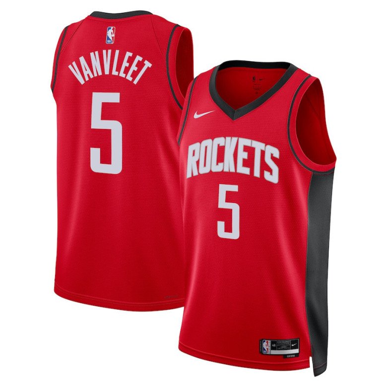 Men's Youth Houston #5 Fred VanVleet Red 2024 Draft Icon Edition Stitched Jersey